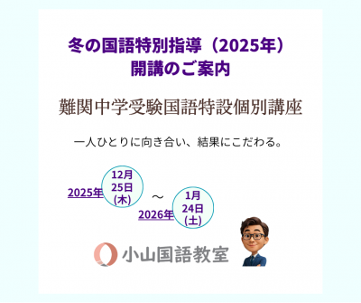 [冬の国語特別指導]難関中学受験国語特設個別講座