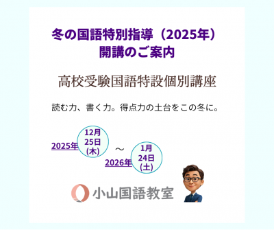 [冬の国語特別指導]高校受験国語特設個別講座のご案内